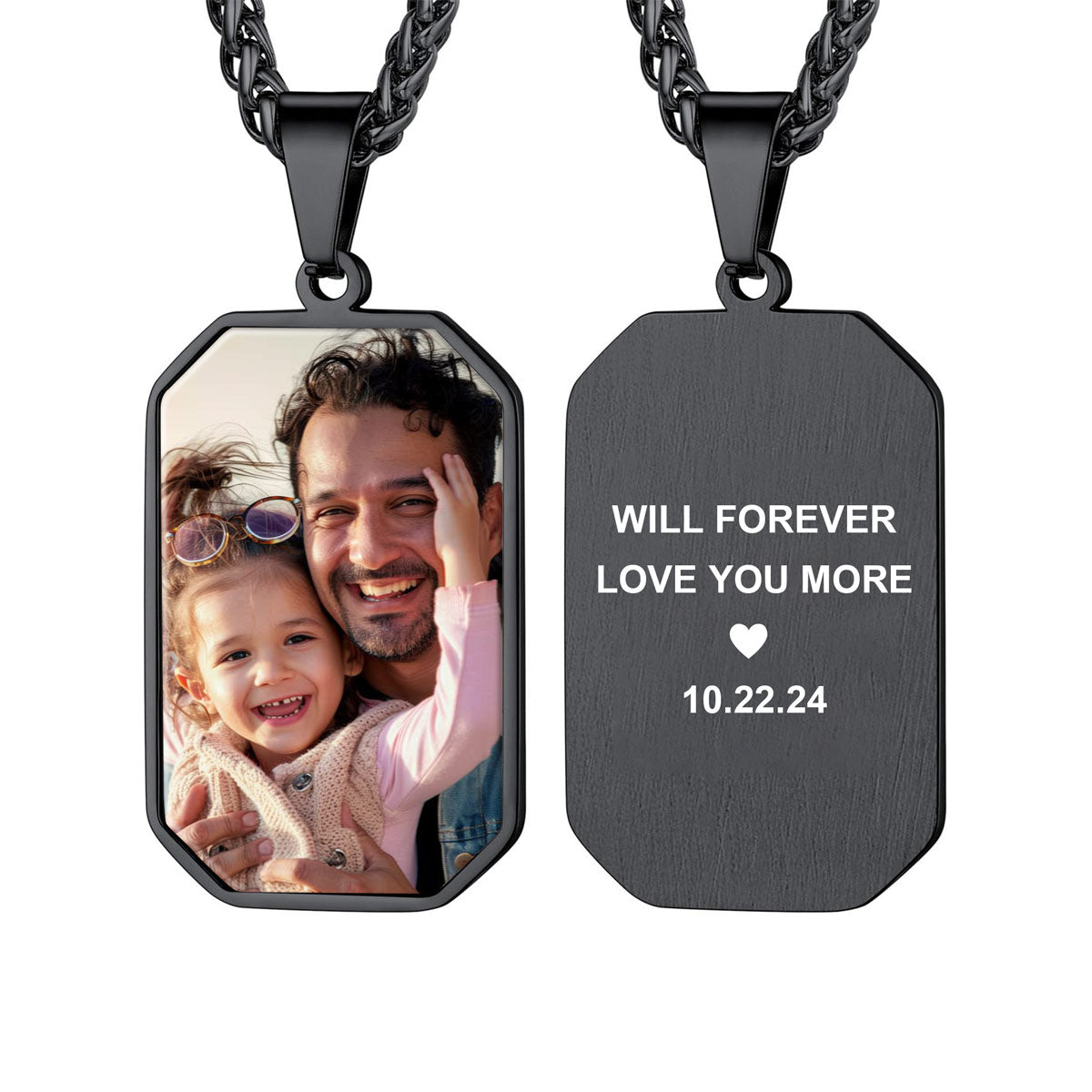 Customized Octagon Dog Tag Picture Necklace for Men Women