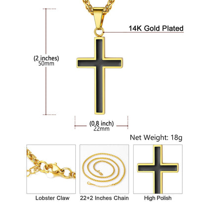 Simple Enamel Cross Necklace Engravable: Dimension, Durable, Solid
