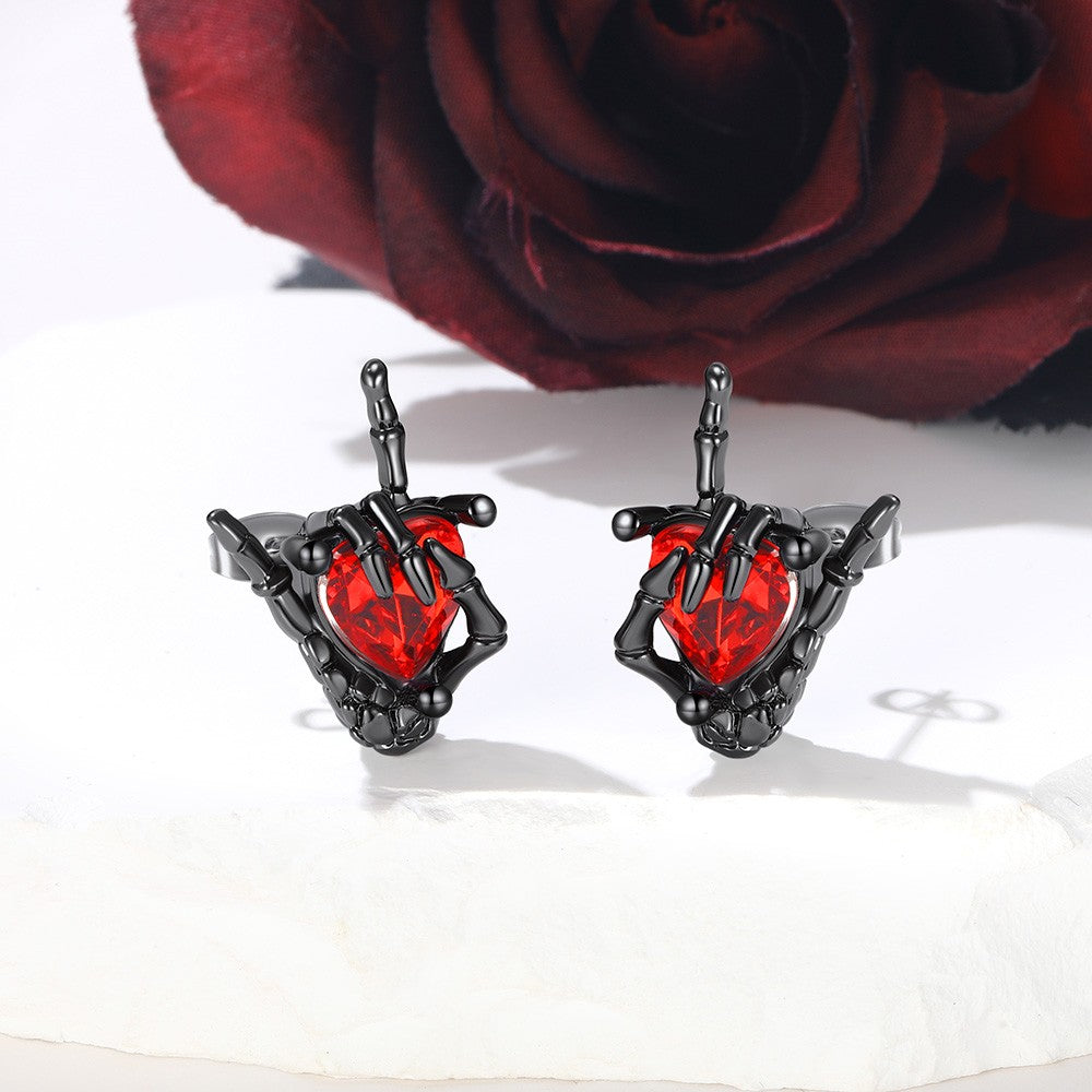 Gemstone Skeleton Rock Hand Earrings TE60481