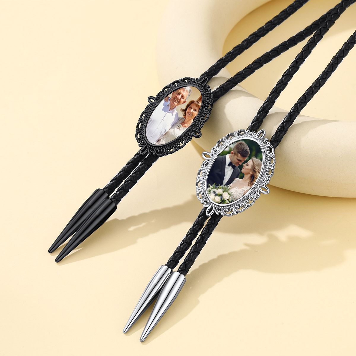 Genunie Leather Photo Bolo Ties in different color