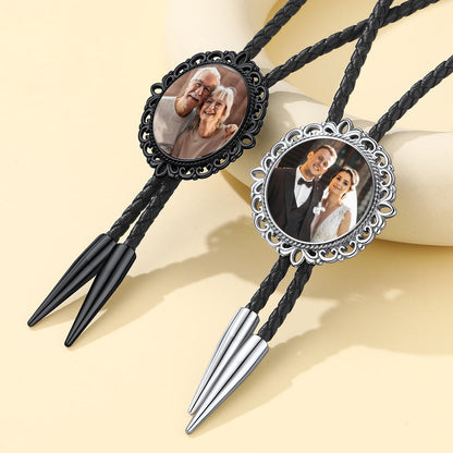 Genunie Leather Picture Bolo Ties in different color