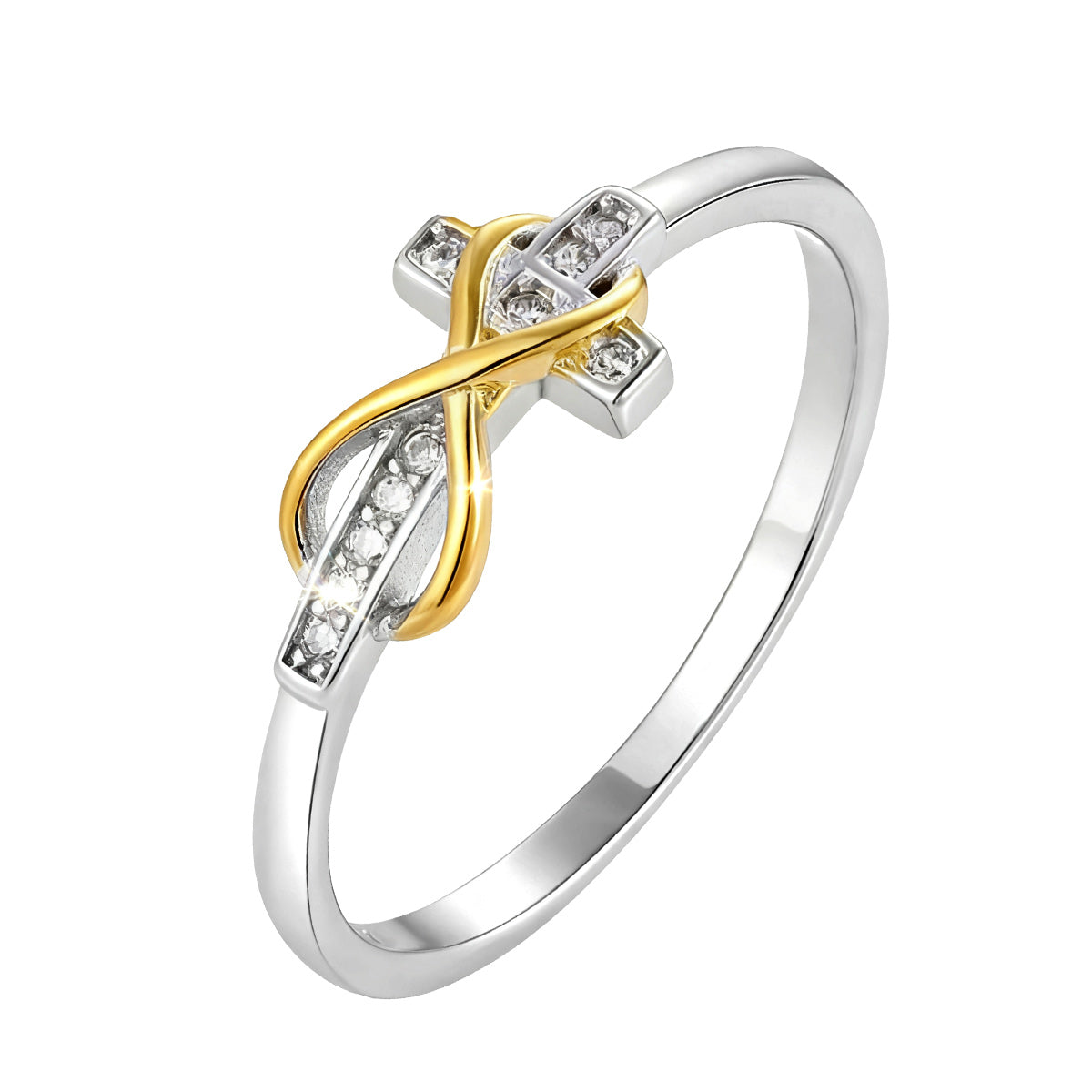 Gods' Promises Are Forever Infinity Cross Ring with greeting card