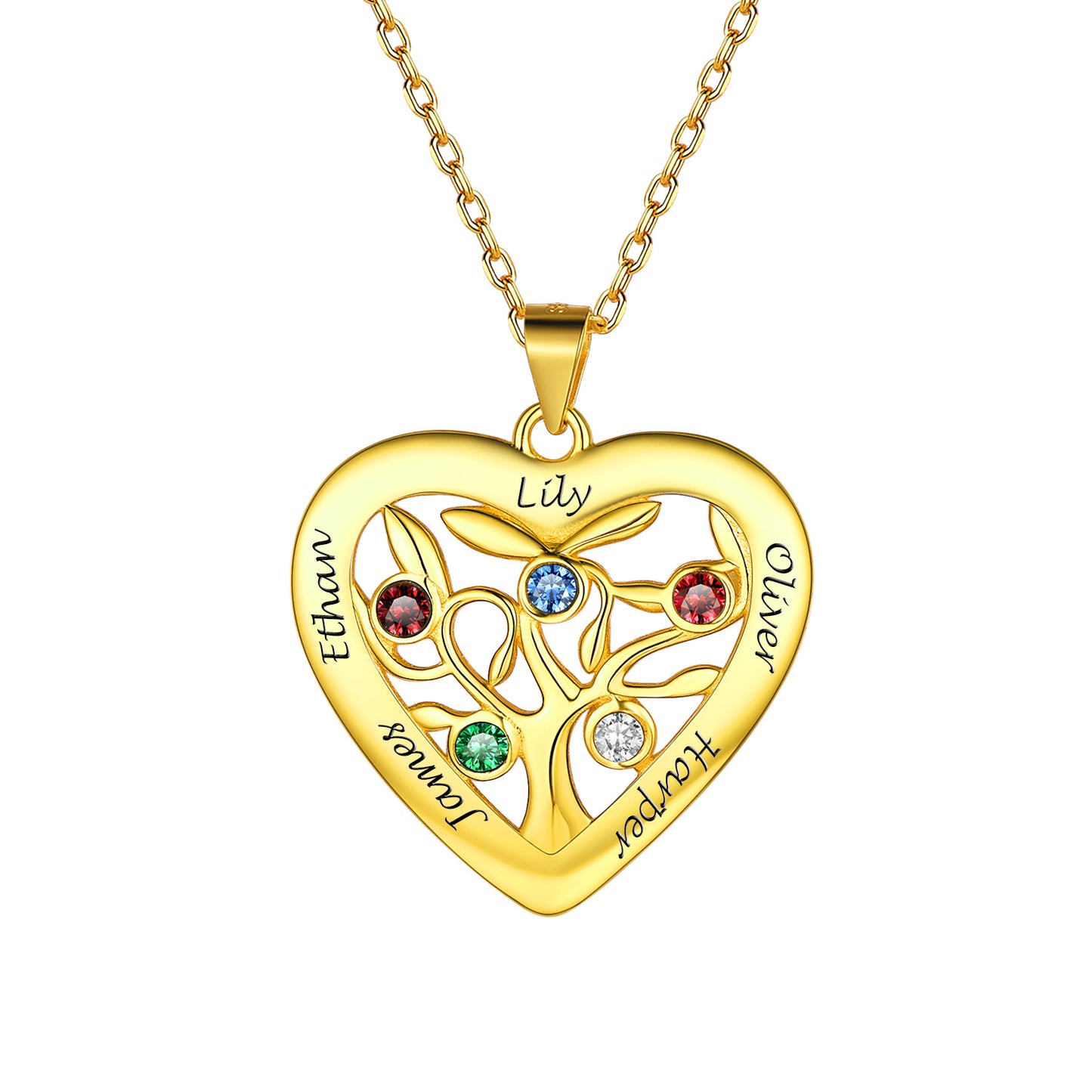 Gold 5 Birthstone Necklace