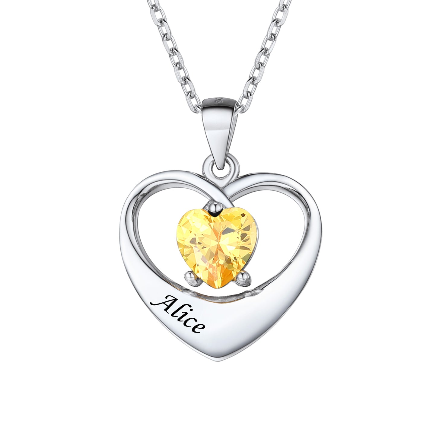 Gold Birthstone Heart Birthstone Necklace