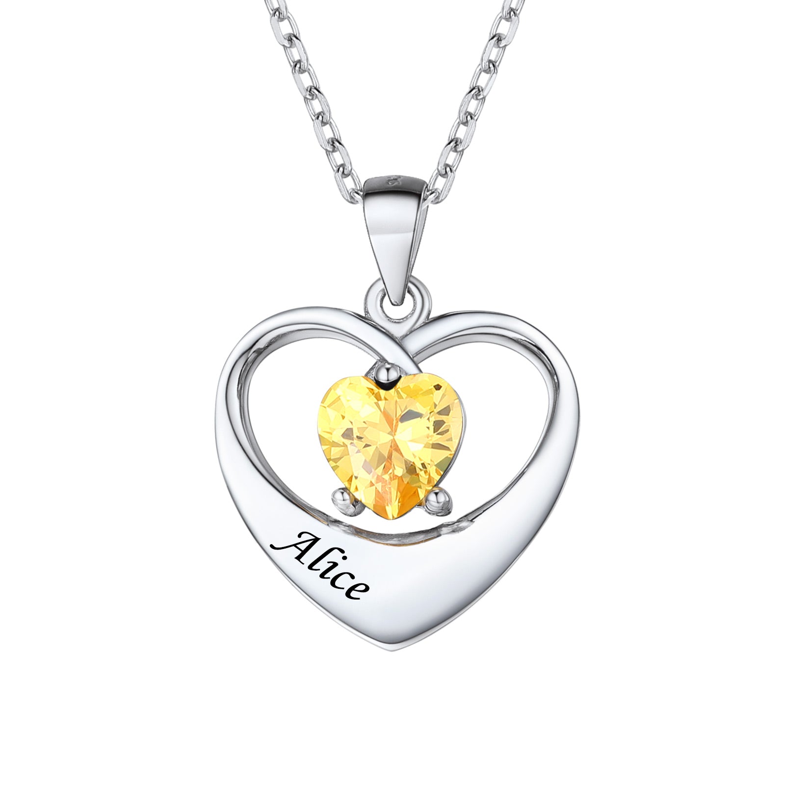Gold Birthstone Heart Birthstone Necklace
