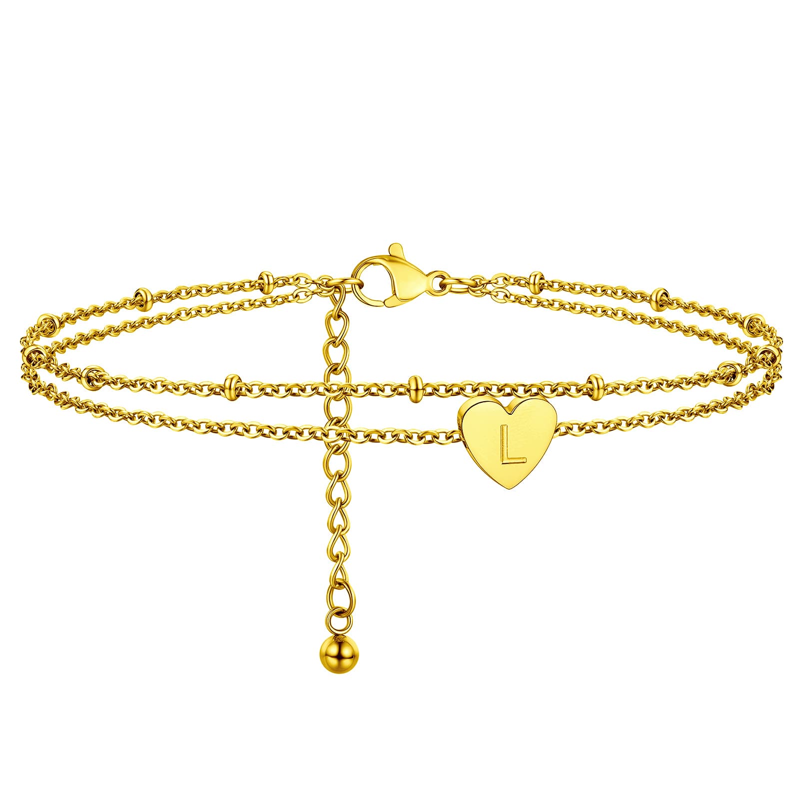 Gold Initial Anklets L