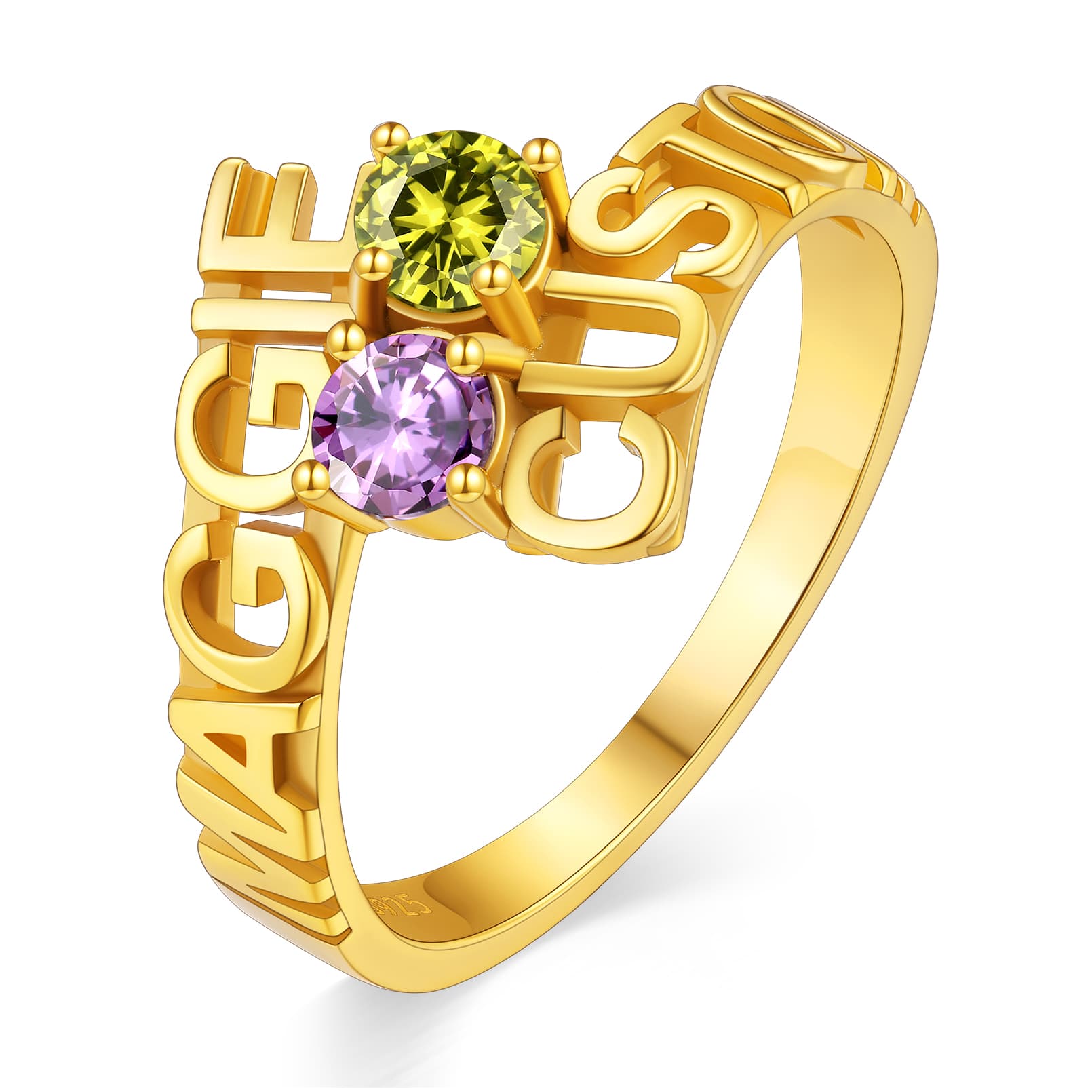 Gold Personalized Birthstone Name Rings