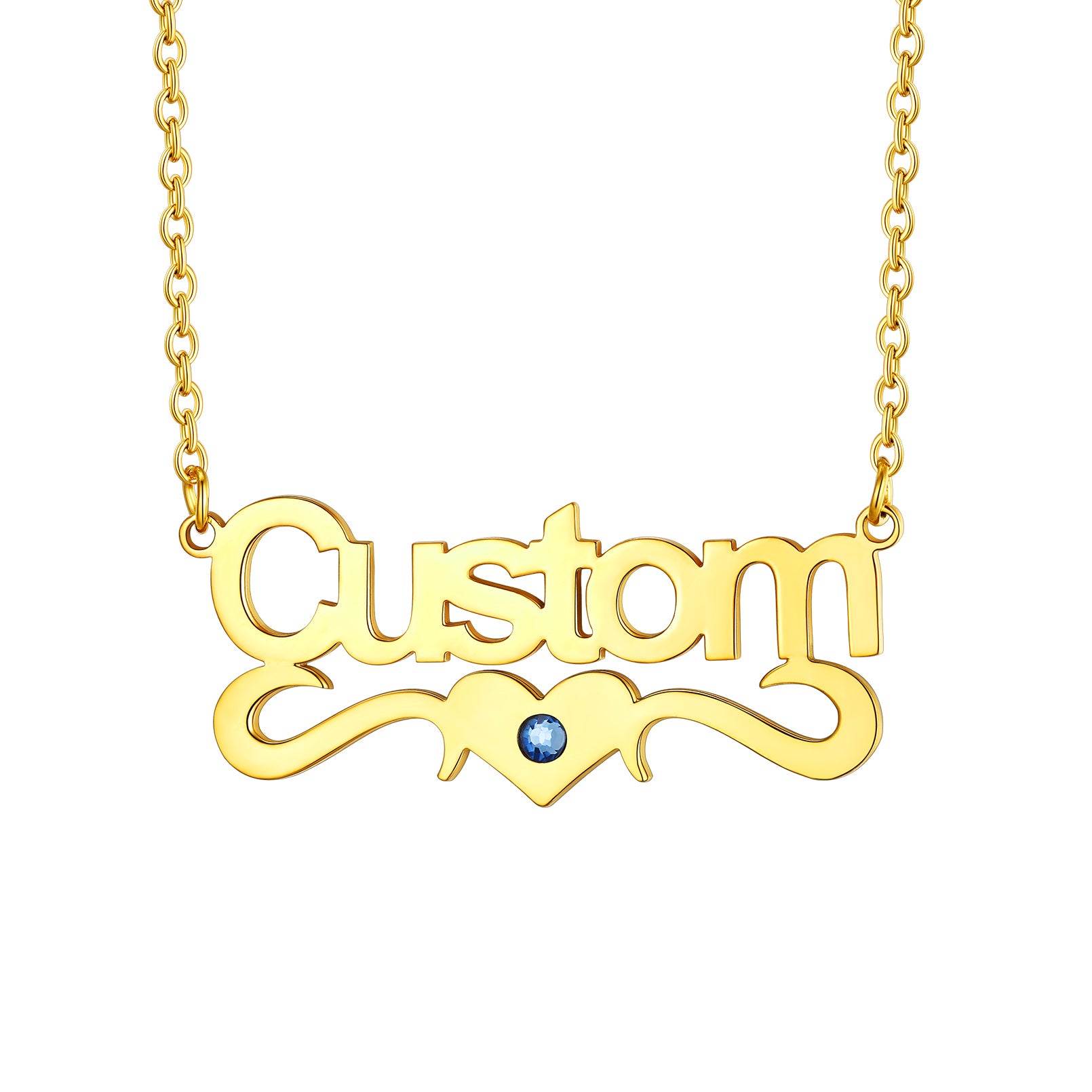 Personalized Heart Holding Birthstone Name Necklace for Women Gold