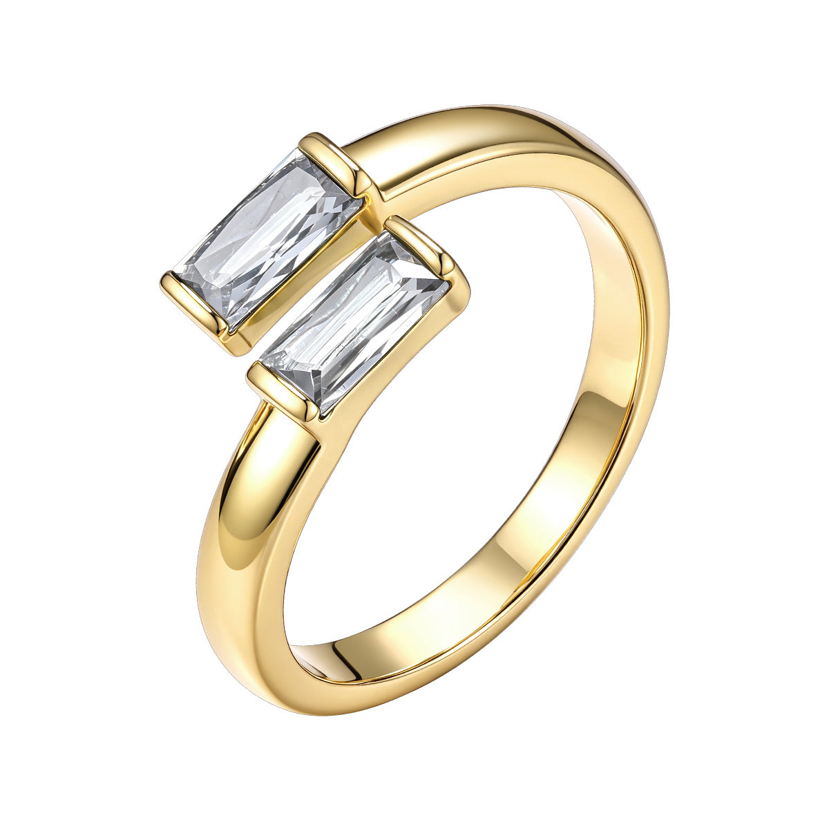Gold Baguette April Birthstone Rings  Adjustable Ring for Women