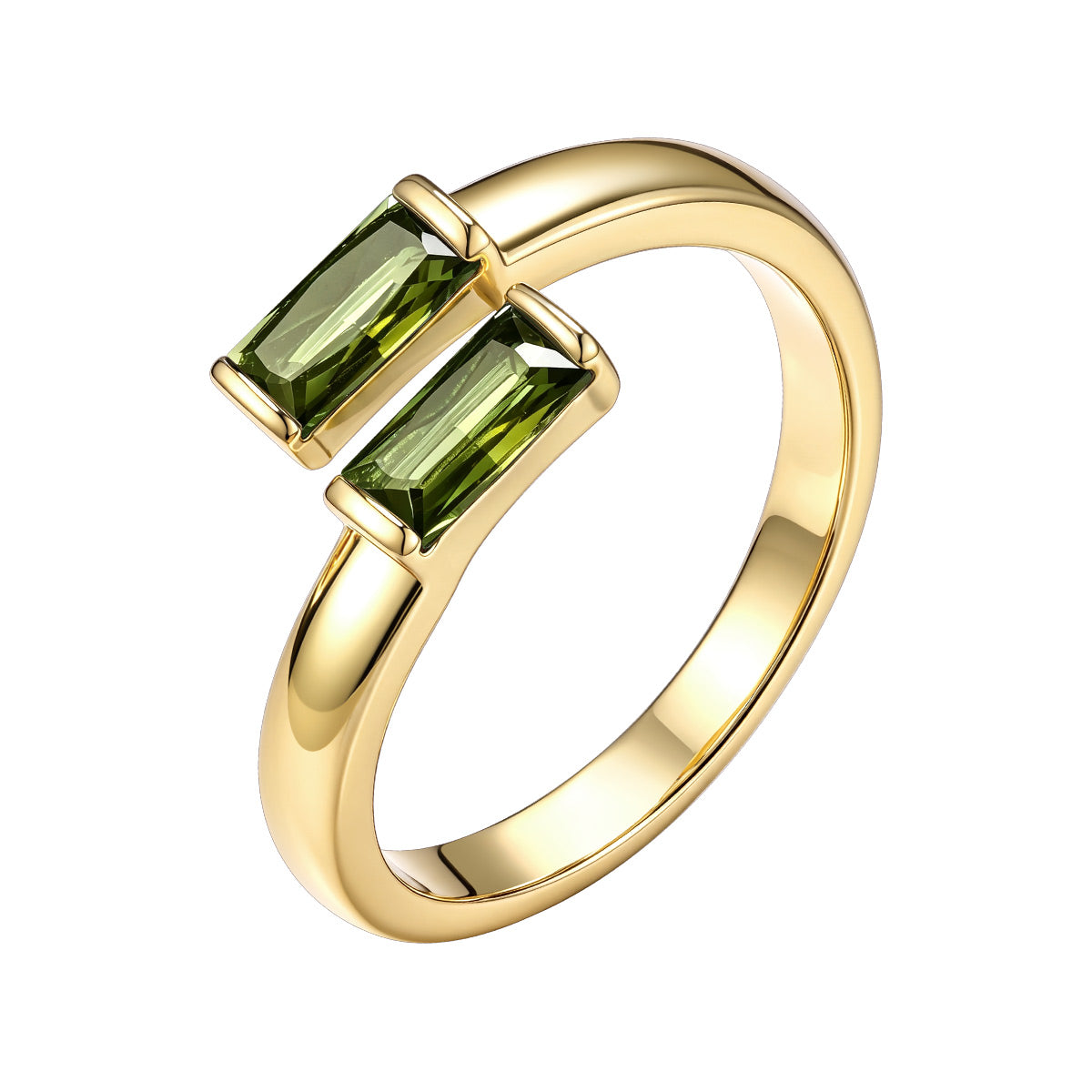 Gold Baguette August Birthstone Rings  Adjustable Ring for Women