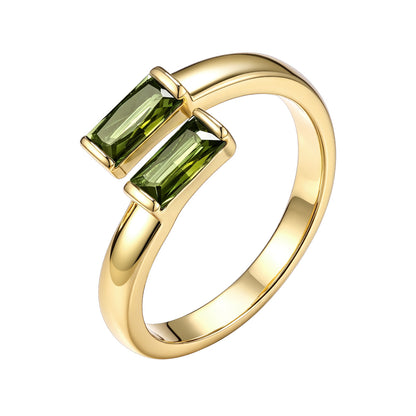 Gold Baguette August Birthstone Rings  Adjustable Ring for Women