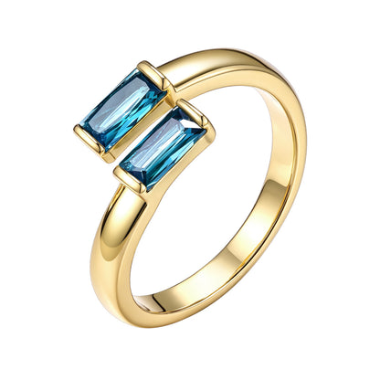 Gold Baguette December Birthstone Rings  Adjustable Ring for Women
