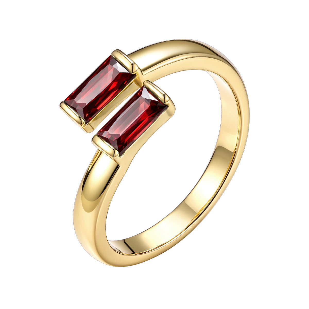 Gold Baguette January Birthstone Rings  Adjustable Ring for Women