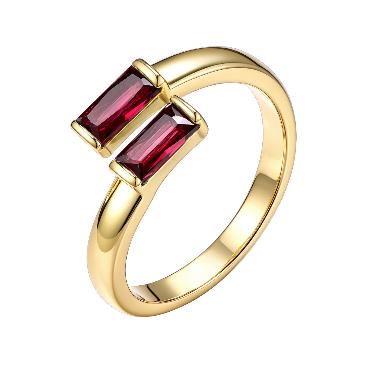Gold Baguette July Birthstone Rings  Adjustable Ring for Women