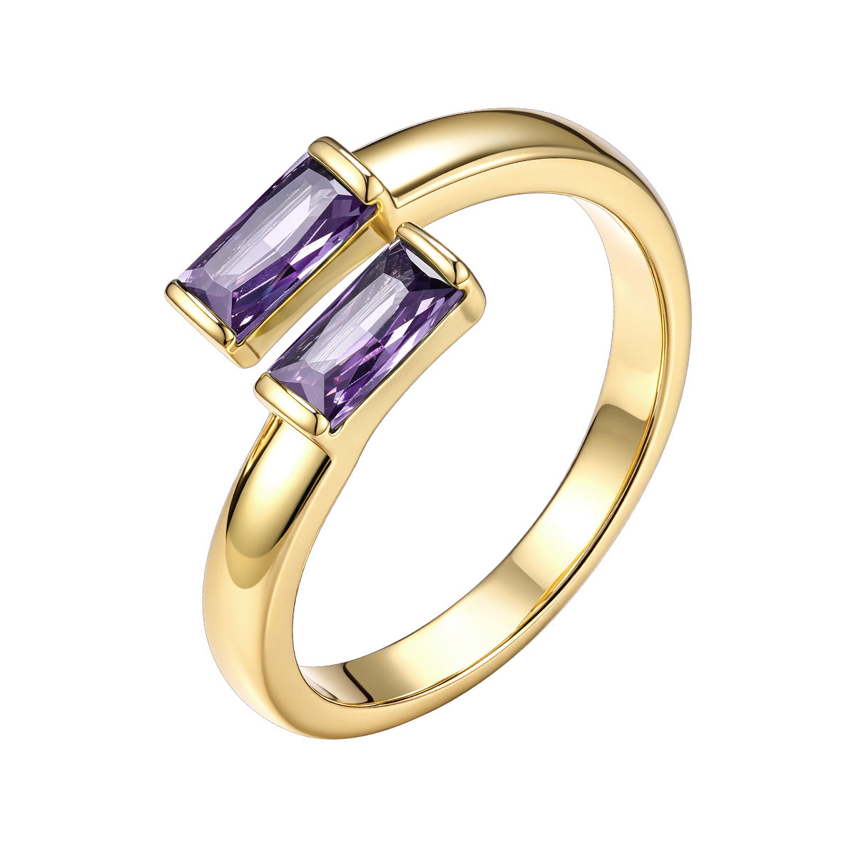 Gold Baguette June Birthstone Rings  Adjustable Ring for Women