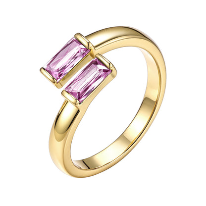 Gold Baguette October Birthstone Rings  Adjustable Ring for Women