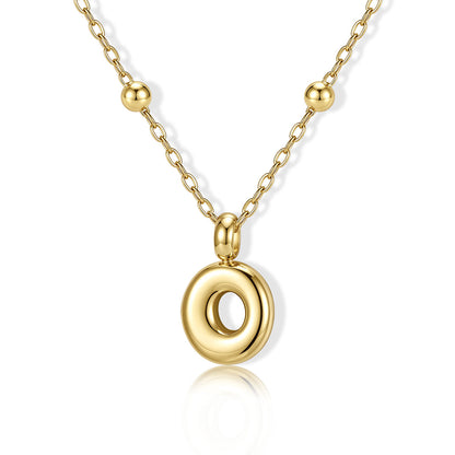 Gold Bubble Initial O Necklace for Women on a white background