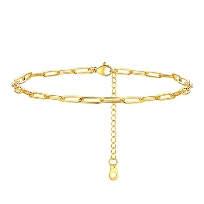 Gold Paperclip Link Ankle Bracelet 
