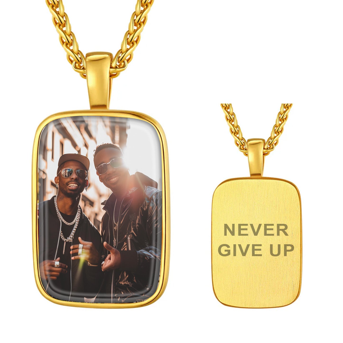 Gold Photo Necklace for Men Women