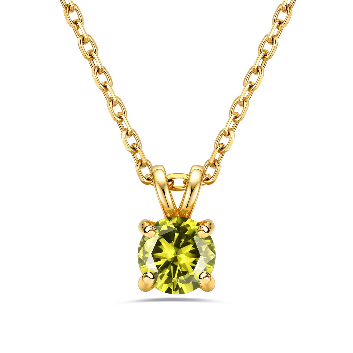 Gold Plated 1CT Solitaire August Birthstone Necklace For Women on a white background