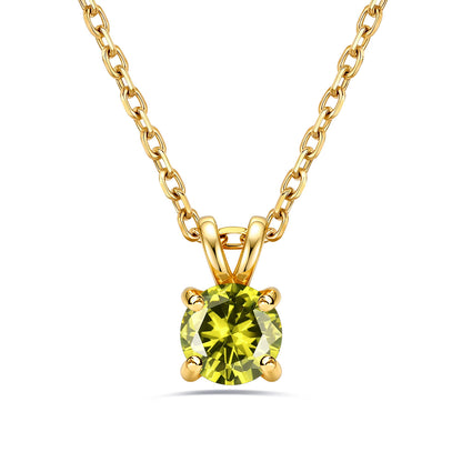 Gold Plated 1CT Solitaire August Birthstone Necklace For Women on a white background
