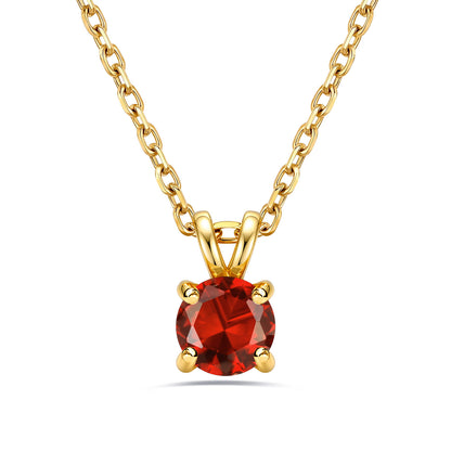 Gold Plated 1CT Solitaire July Birthstone Necklace For Women on a white background