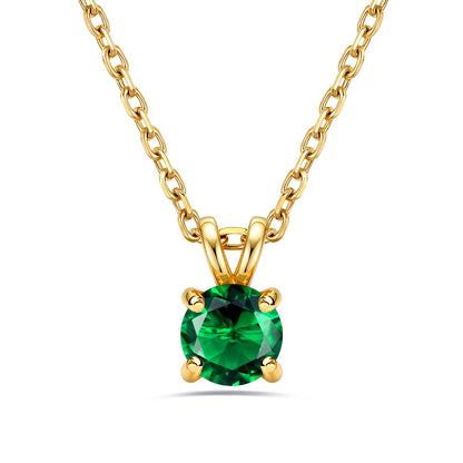 Gold Plated 1CT Solitaire May Birthstone Necklace For Women on a white background