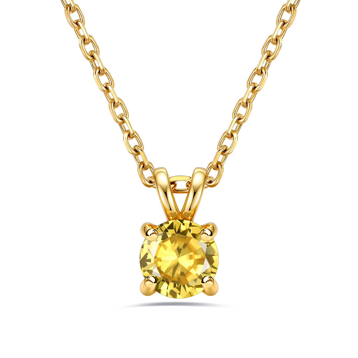 Gold Plated 1CT Solitaire November Birthstone Necklace For Women on a white background