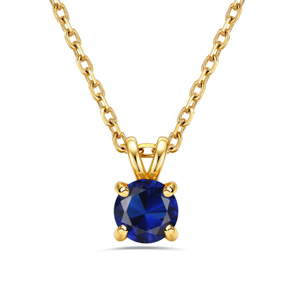 Gold Plated 1CT Solitaire September Birthstone Necklace For Women on a white background