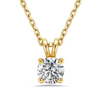 Gold Plated 2CT Solitaire April Birthstone Necklace For Women on a white background