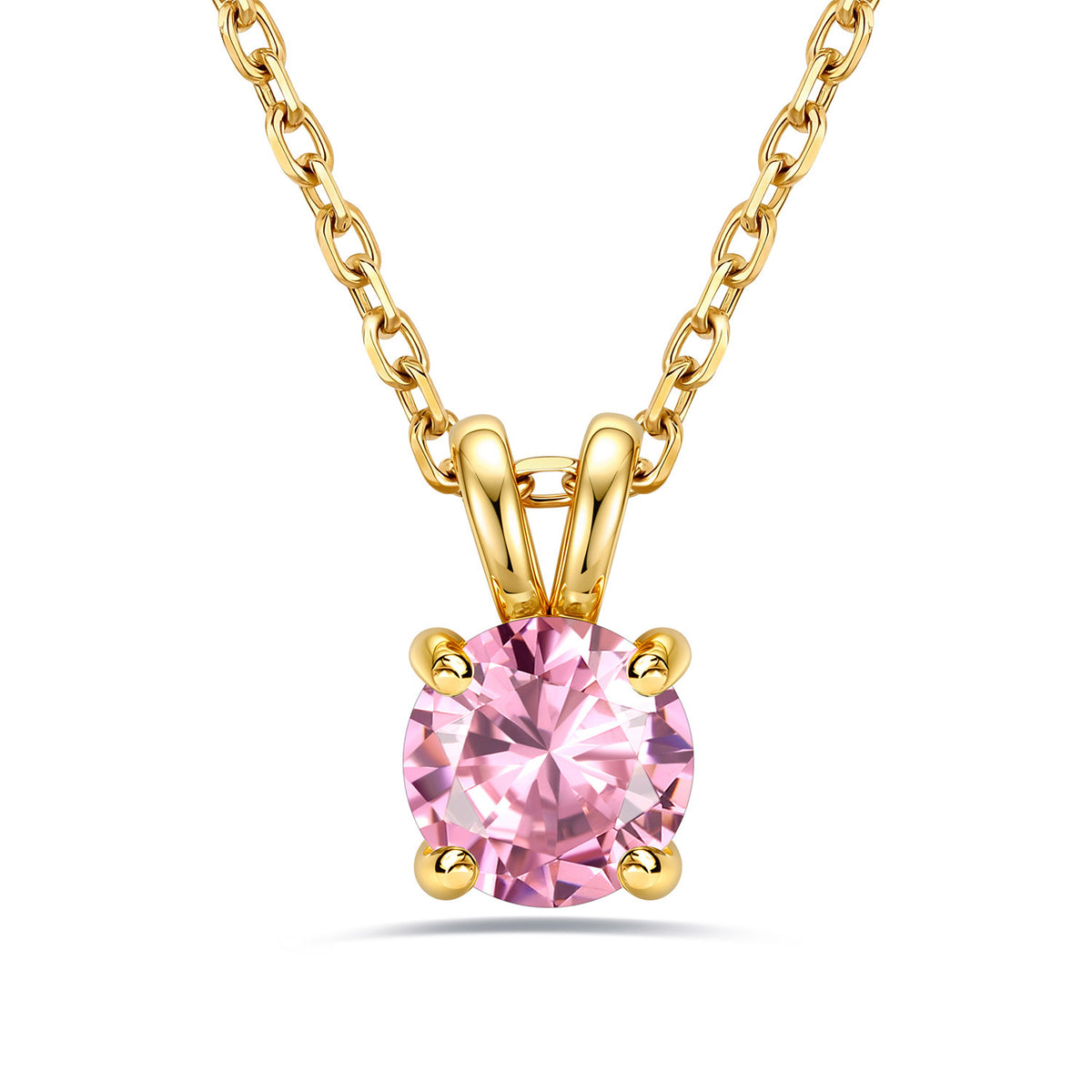 Gold Plated 2CT Solitaire October Birthstone Necklace For Women on a white background