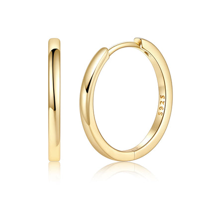 Gold Plated 925 Sterling Silver Huggie Earrings for Men Women on a white background 18mm