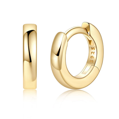 Gold Plated 925 Sterling Silver Huggie Earrings for Men Women on a white background 6mm