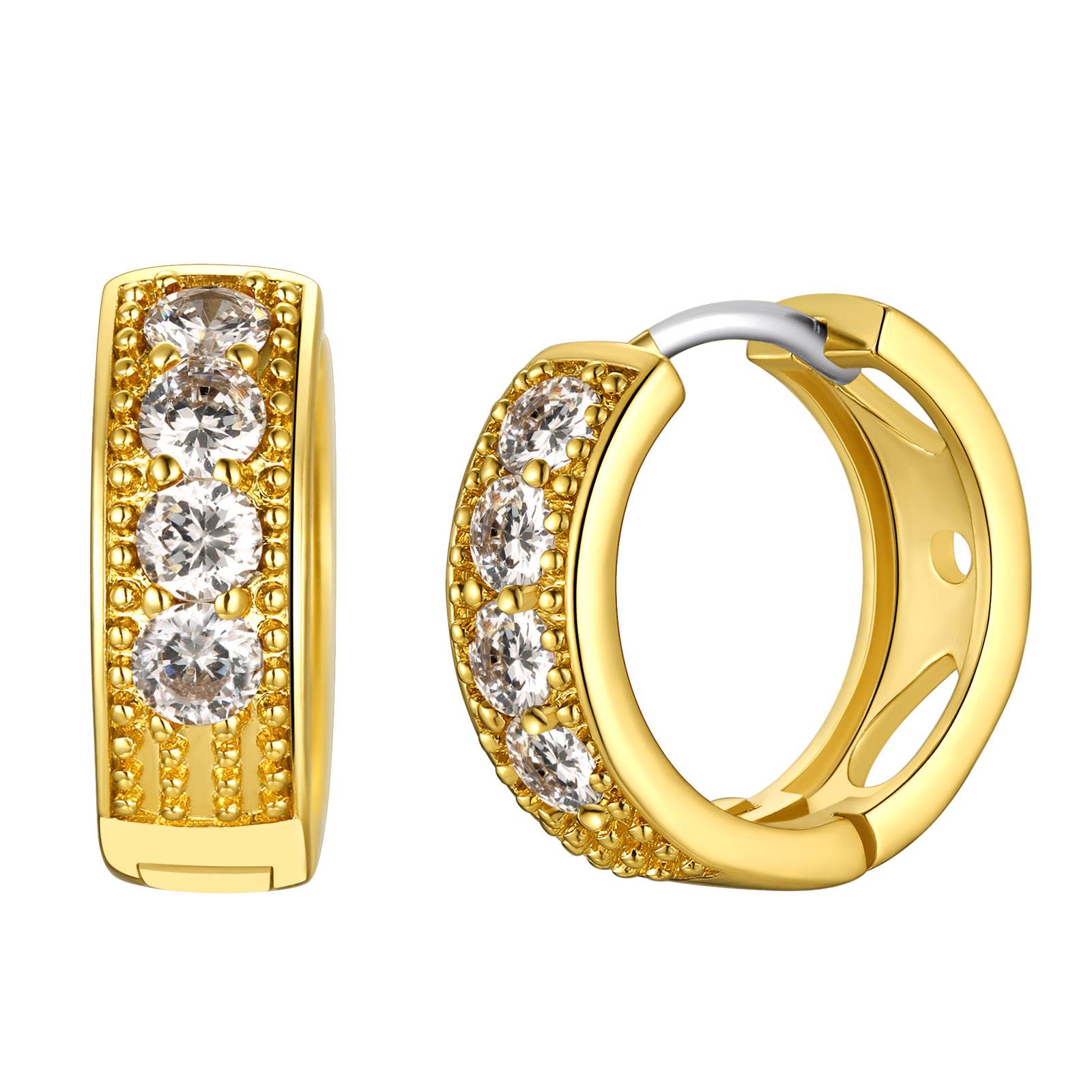 Gold Plated April Birthstone Hoop Earrings