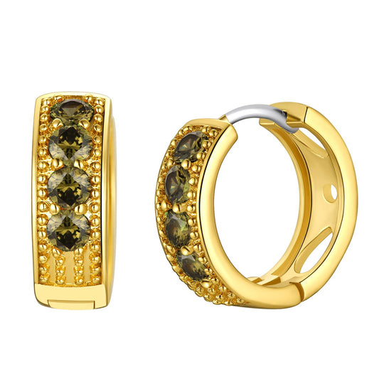 Gold Plated August Birthstone Hoop Earrings