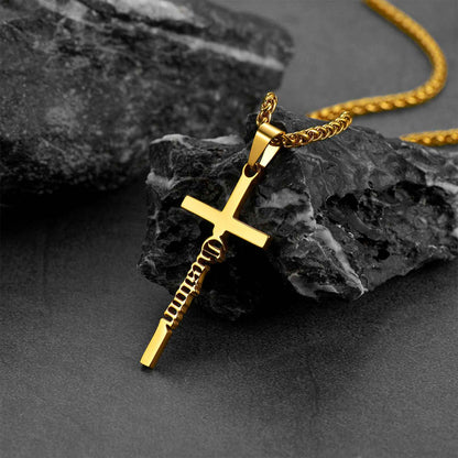 Gold Plated Custom Name Cross Necklace Stainless Steel
