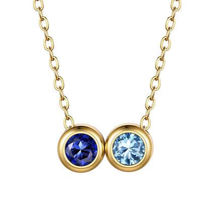 Gold Plated Family Birthstone Necklace 2 birthstones