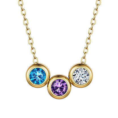 Gold Plated Family Birthstone Necklace 3 birthstone3