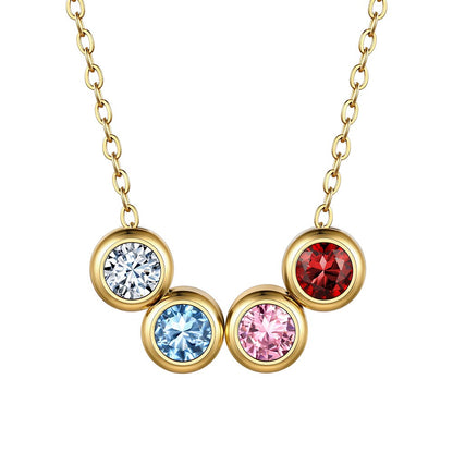 Gold Plated Family Birthstone Necklace 4 birthstone3