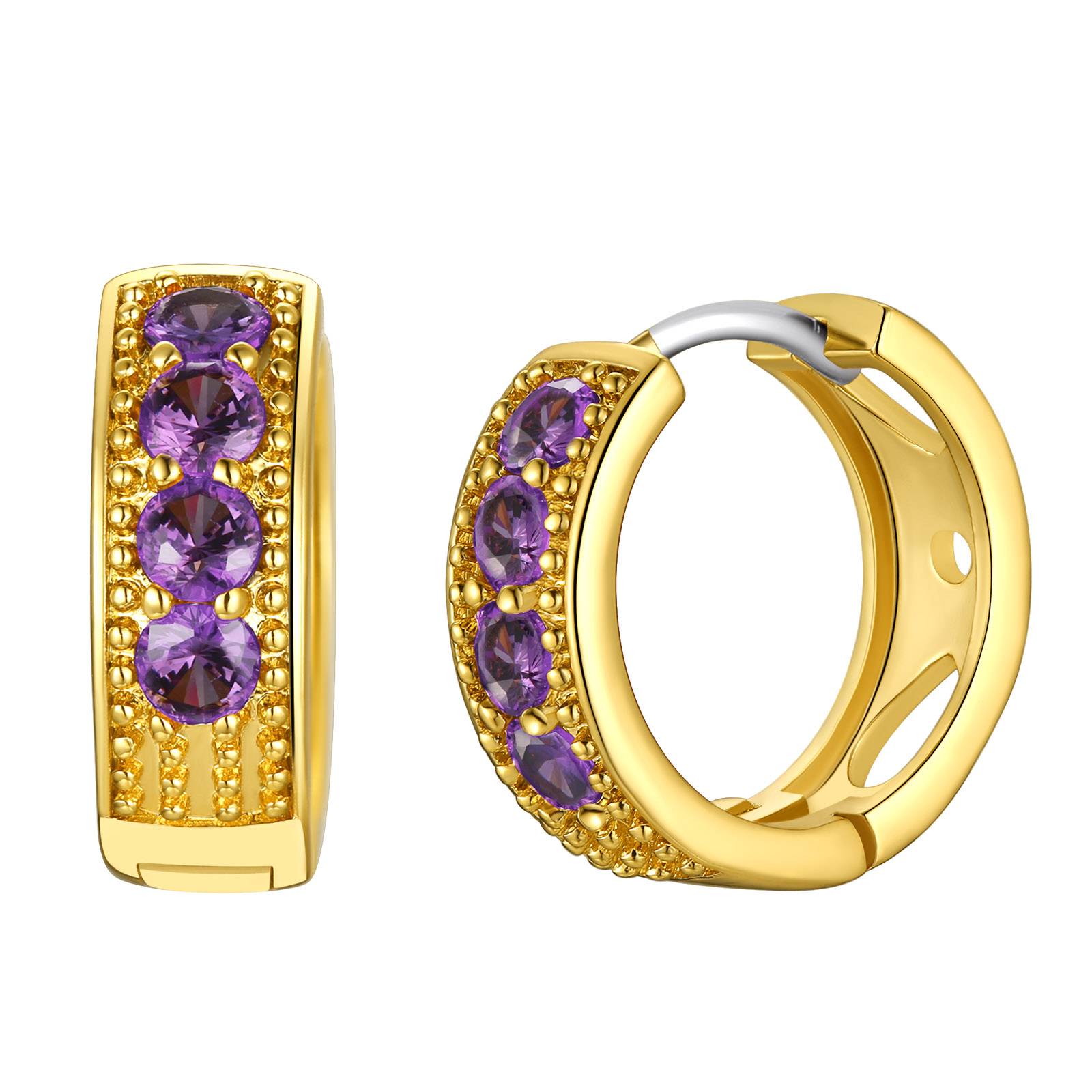 Gold Plated February Birthstone Hoop Earrings