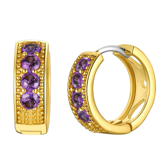 Gold Plated February Birthstone Hoop Earrings