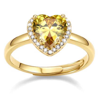 Gold Plated Heart Halo November Birthstone Promise Ring on a white background