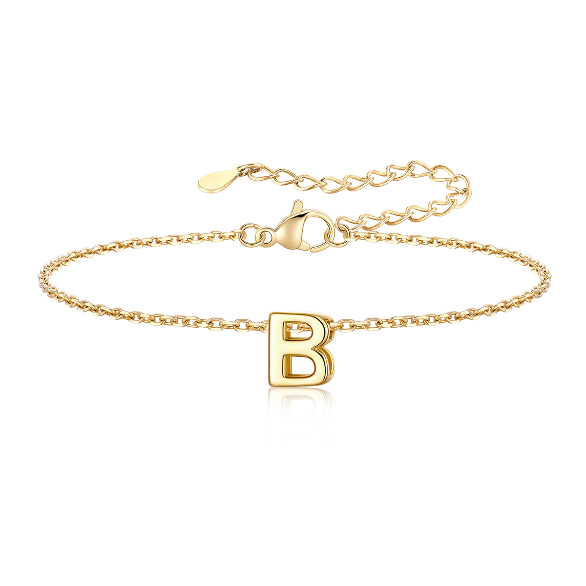 Gold Plated  Initial B Bracelet for Women