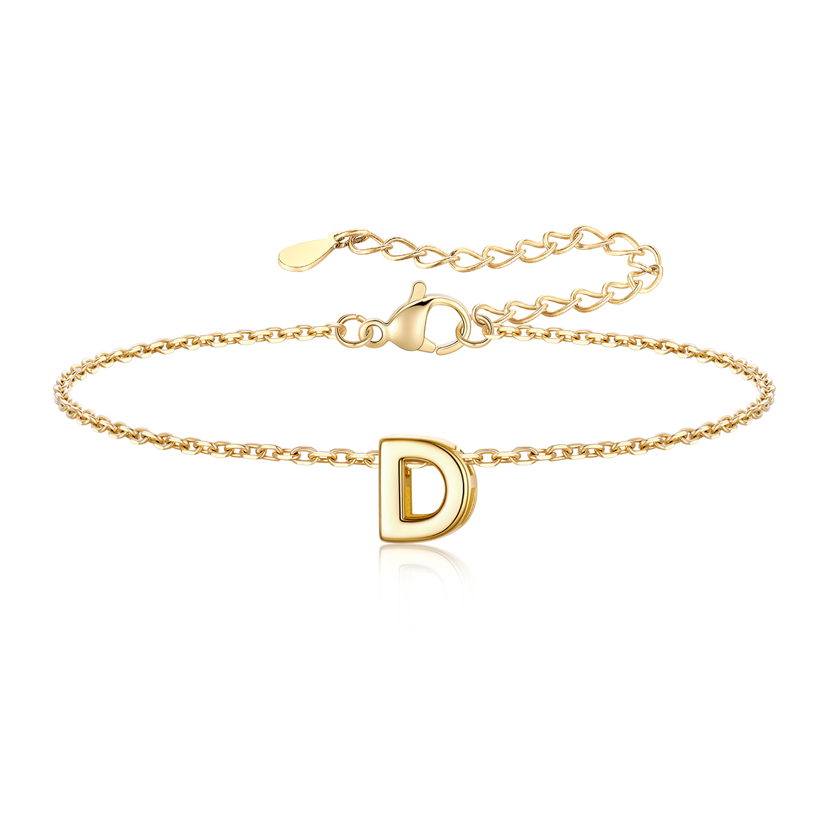 Gold Plated  Initial D Bracelet for Women