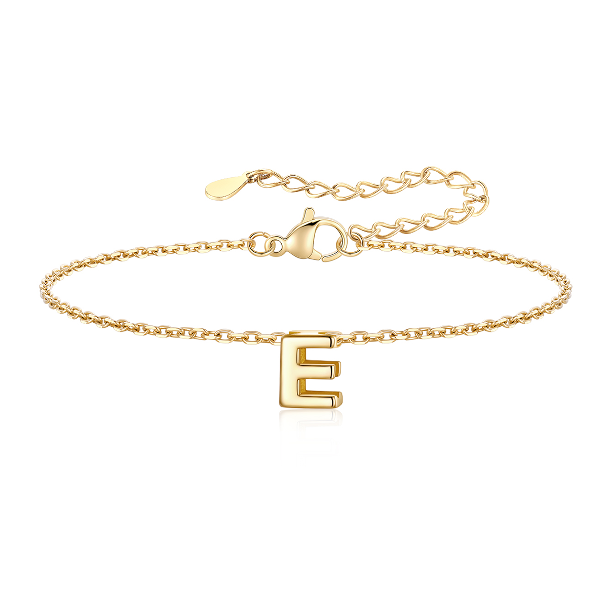 Gold Plated  Initial E Bracelet for Women