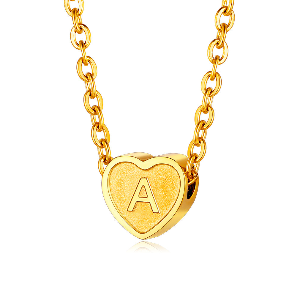 Gold Plated Initial Heart Necklace in stainless steel Letter A