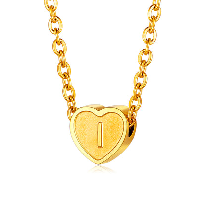 Gold Plated Initial Heart Necklace in stainless steel Letter I