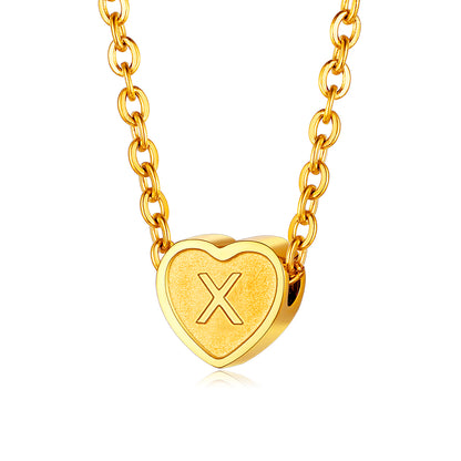 Gold Plated Initial Heart Necklace in stainless steel Letter X
