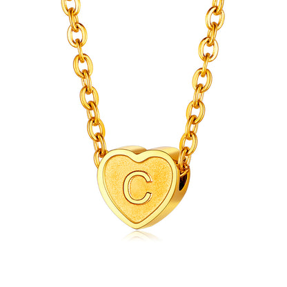 Gold Plated Initial Heart Necklace in stainless steel Letter C