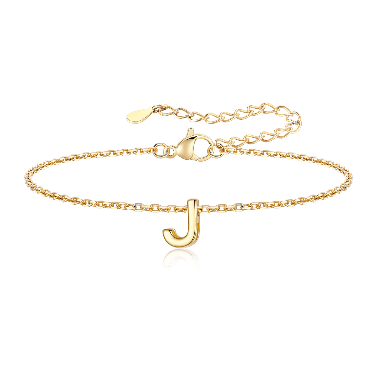 Gold Plated  Initial J Bracelet for Women